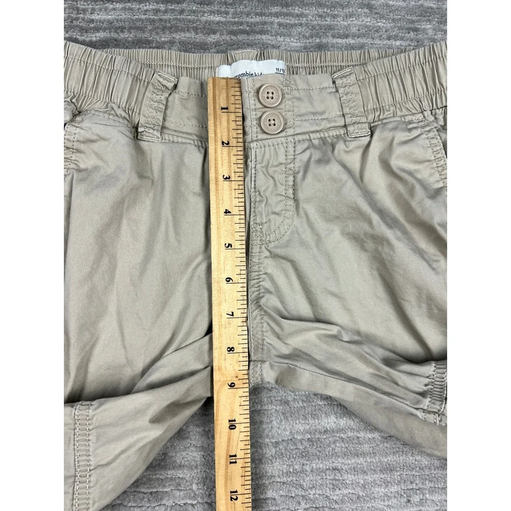 Abercrombie Kids Cargo Joggers Unisex 11/12 Tan Khaki Cotton Blend Utility Pants